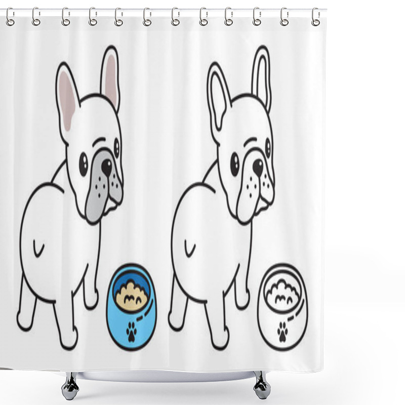 Personality  Dog Vector French Bulldog Logo Icon Bowl Food Cartoon Character Illustration Symbol Shower Curtains