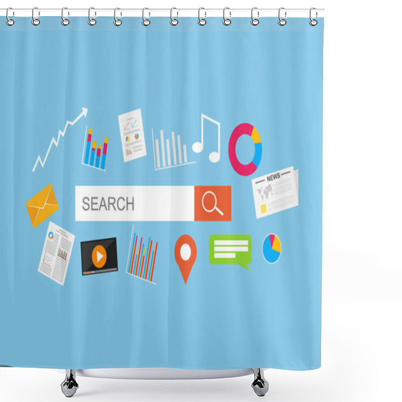 Personality  Searching Contents In Internet. Search Engine Optimization And Web Analytics Elements.  Shower Curtains