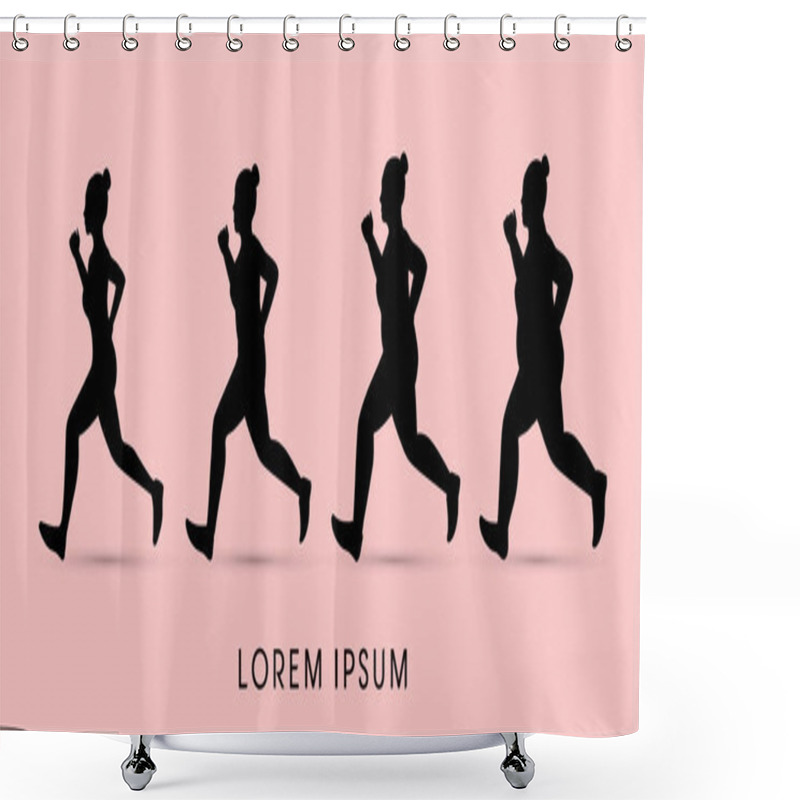 Personality  Fat Woman Running Step Graphic Shower Curtains