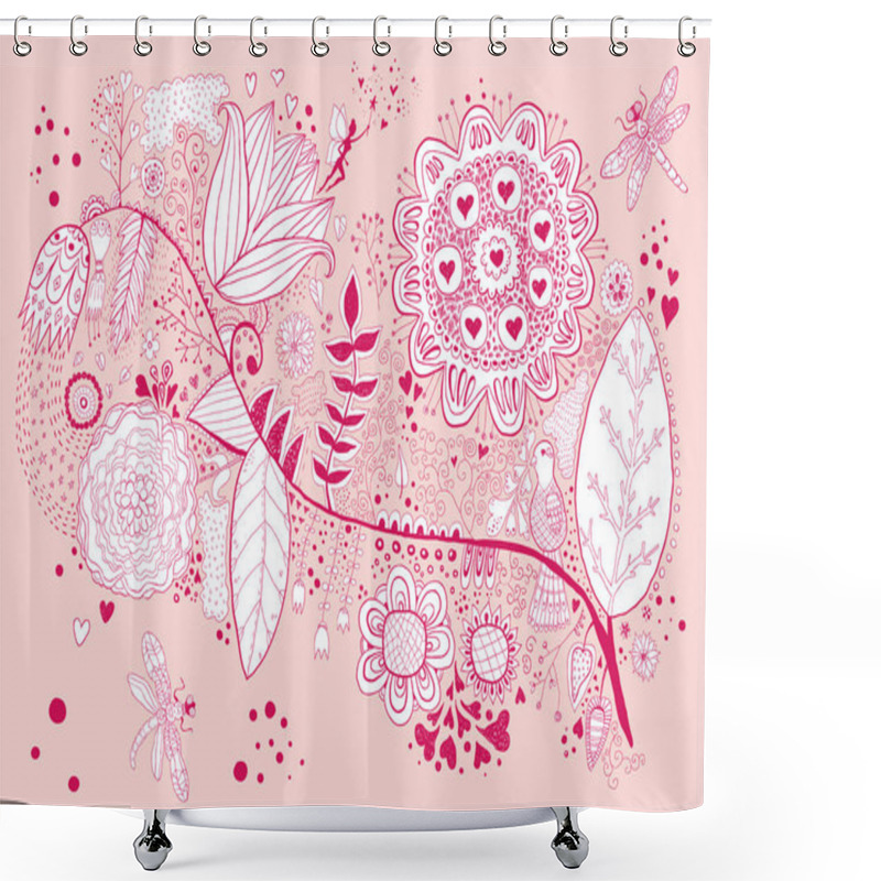 Personality  Hand Drawn Floral Pattern, Vector, Illustration  Shower Curtains