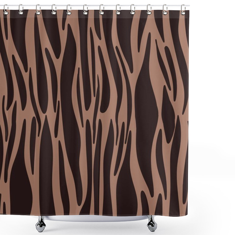 Personality  Seamless Pattern Of Big Tiger Stripes On Mocha Mousse Background Shower Curtains