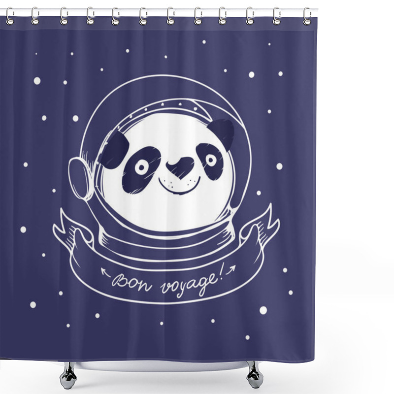 Personality  Hand Drawn Panda Astronaut  Shower Curtains