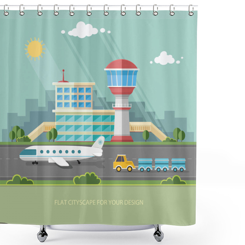 Personality  Airport Landscape. Travel Lifestyle Concept Of Planning A Summer Shower Curtains