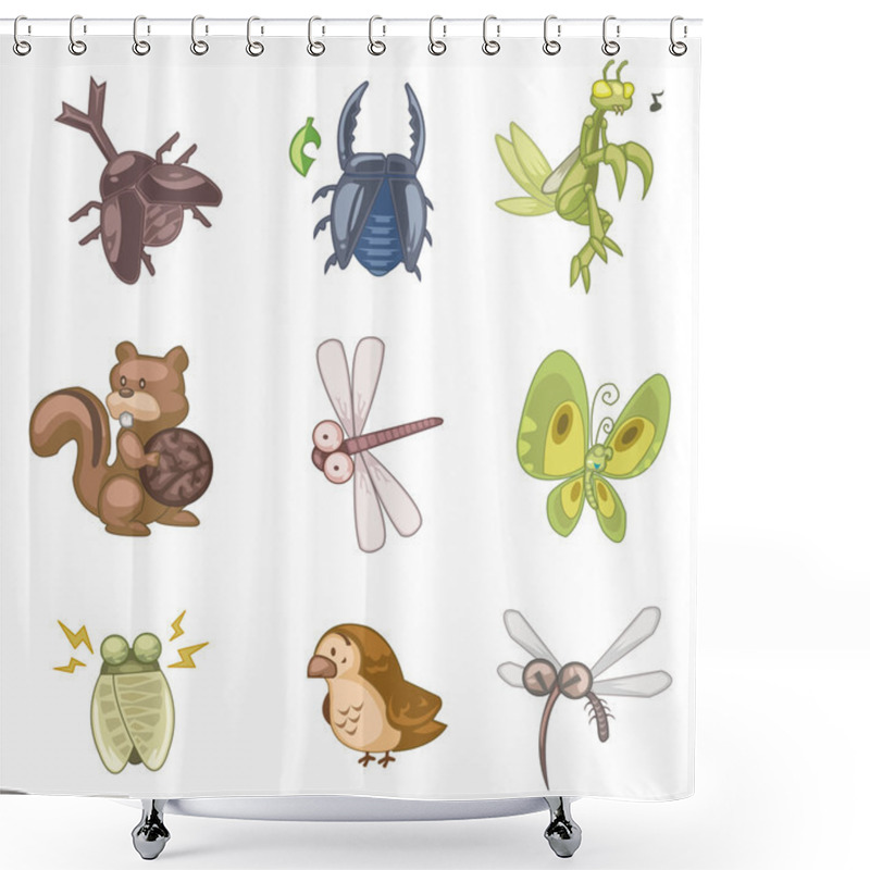 Personality  Cartoon Summer Animal Icon Shower Curtains