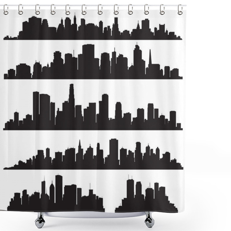 Personality  Set Of Vector Cities Silhouette Shower Curtains