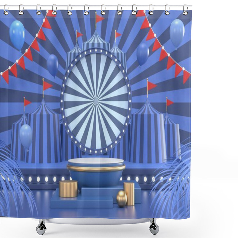 Personality  Abstract Geometric Shape Carnival Design For Cosmetic Or Product Display Podium 3d Render. Shower Curtains