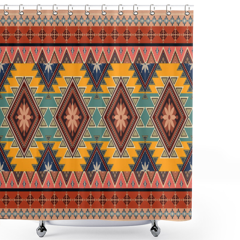 Personality  Navajo Tribal Vector Seamless Pattern. Native American Ornament. Ethnic South Western Decor Style. Boho Geometric Ornament. Vector Seamless Pattern. Mexican Blanket, Rug. Woven Carpet Illustration. Shower Curtains