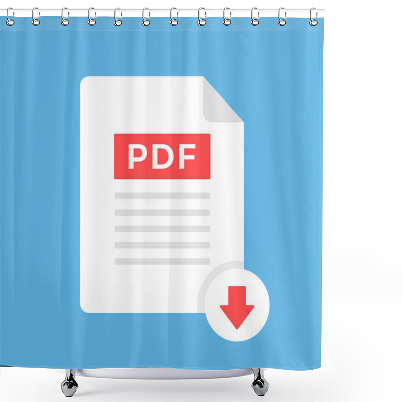 Personality  Download PDF Icon. Document With PDF Label And Down Arrow Sign. Downloading File Concept. Modern Flat Design. Vector Icon Shower Curtains