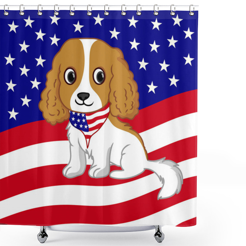 Personality  Patriotic Cavalier King Charles Spaniel Shower Curtains