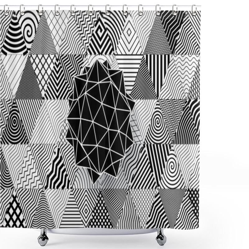 Personality  Polyhedron On Decorative Triangles Background Shower Curtains