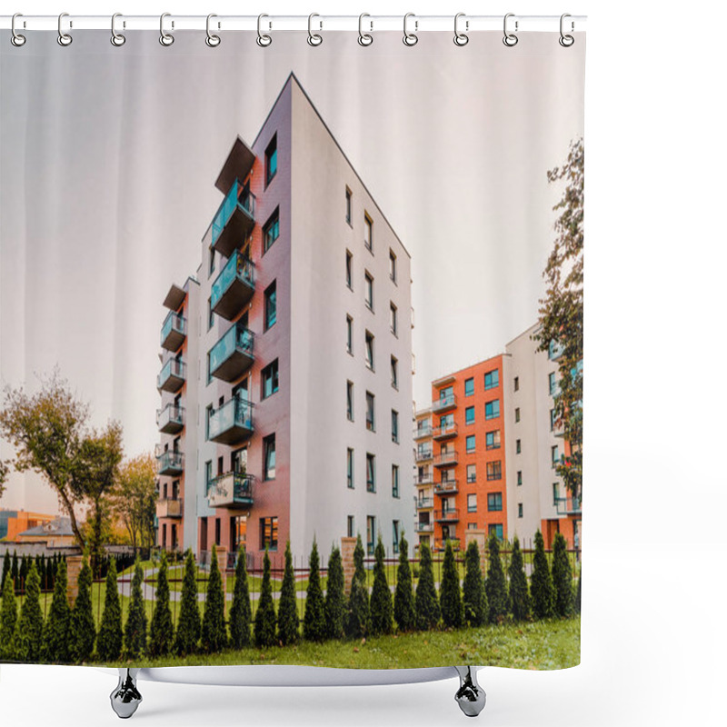 Personality  Apartment Modern House Home Residential Building Real Estate Outdoor Evening Shower Curtains