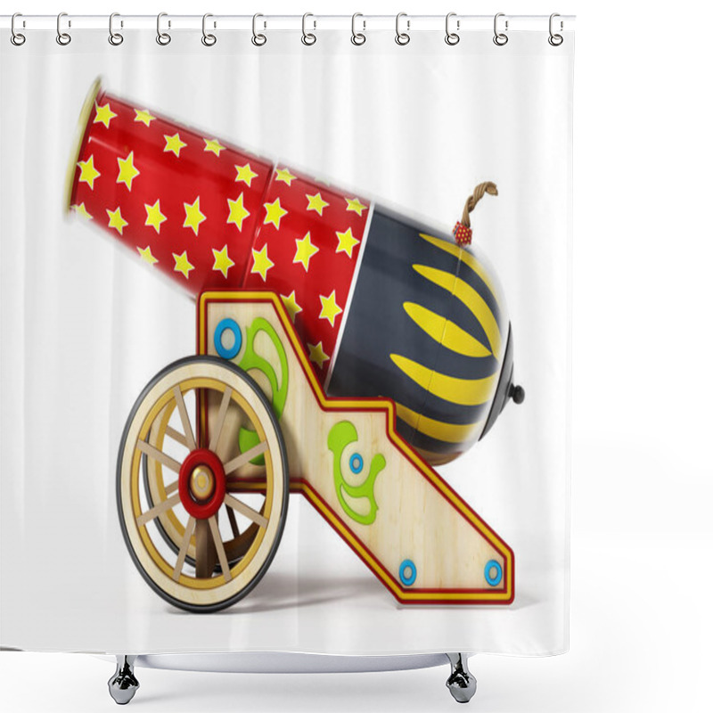 Personality  Circus Cannon Isolated On White Background. 3D Illustration Shower Curtains