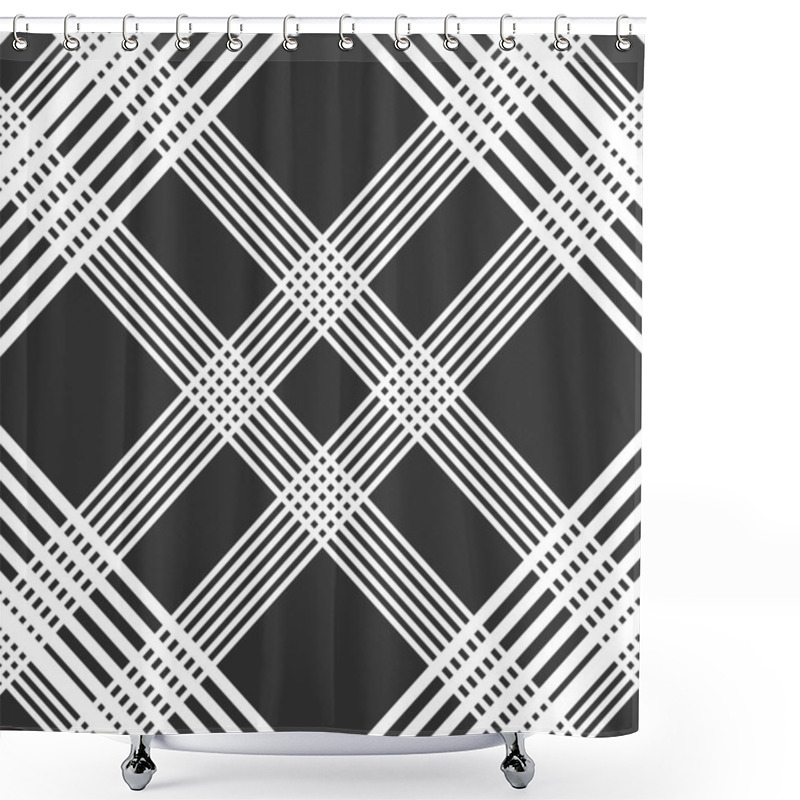 Personality  A Classic Black And White Plaid Pattern With Intersecting Bold Lines. Shower Curtains