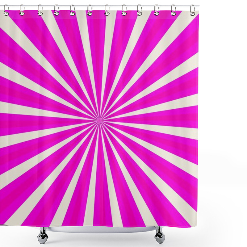 Personality  Pink Background With Rays Geometric Abstract Design. Risograph Effect. Simply Ray Decoration Vector Illustration Shower Curtains