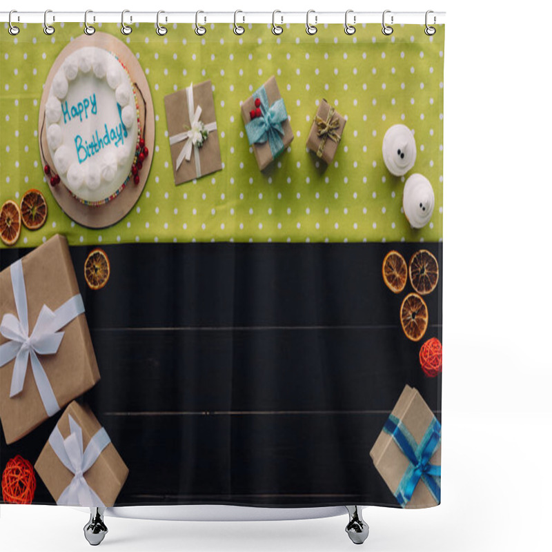 Personality  Present Boxes And Birthday Cake Shower Curtains