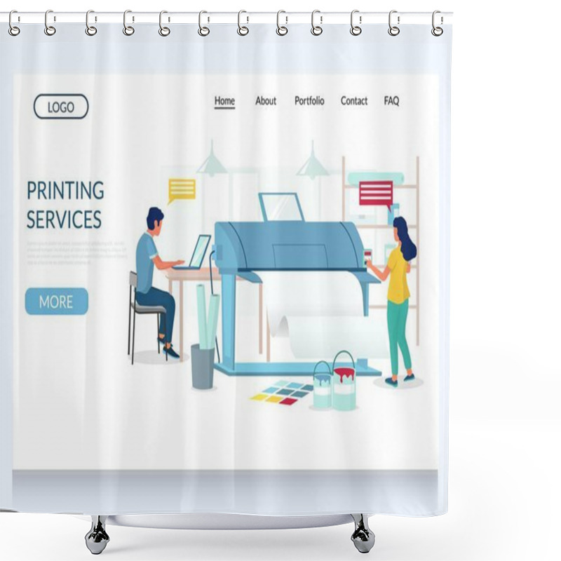 Personality  Printing Services Vector Website Landing Page Design Template Shower Curtains