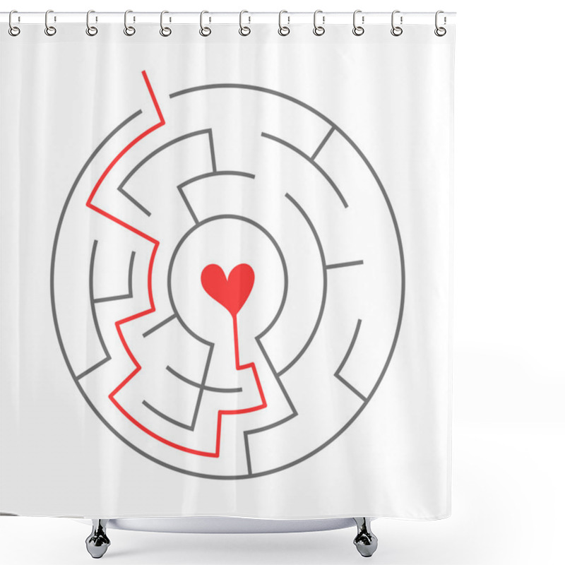 Personality  Simple Circular Maze With Heart Icon Shower Curtains