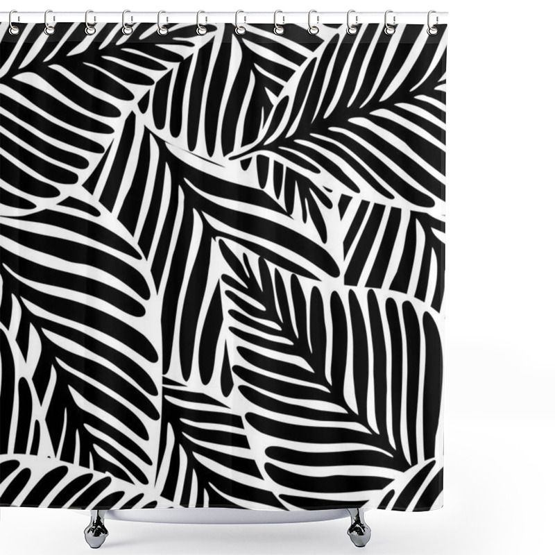 Personality  Monochrome Jungle Geometric Seamless Pattern. Exotic Plant. Shower Curtains