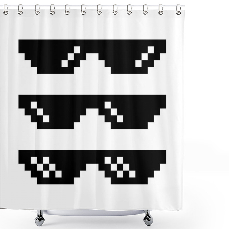 Personality  Pixel Glasses Illustration Set Isolated On White Background Shower Curtains