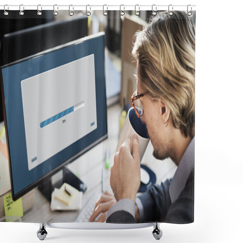 Personality  Businessman Typing On Computer Keyboard Shower Curtains