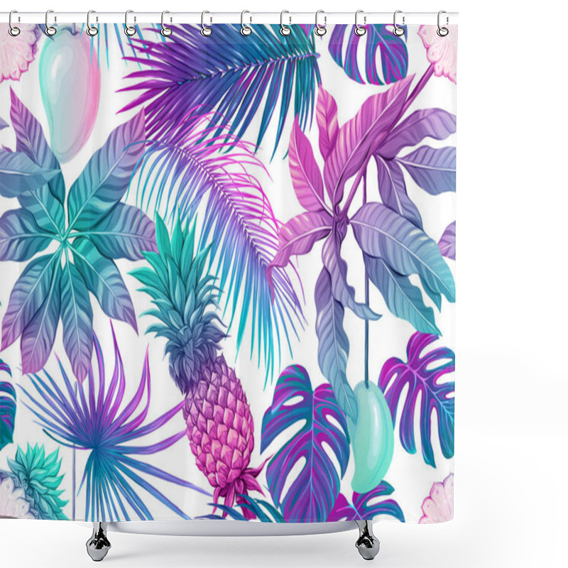 Personality  Seamless Pattern, Background With Tropical Plants, Shower Curtains