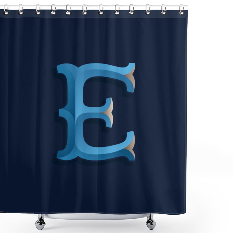 Personality  E Letter Logo In Retro Marine Style.  Shower Curtains