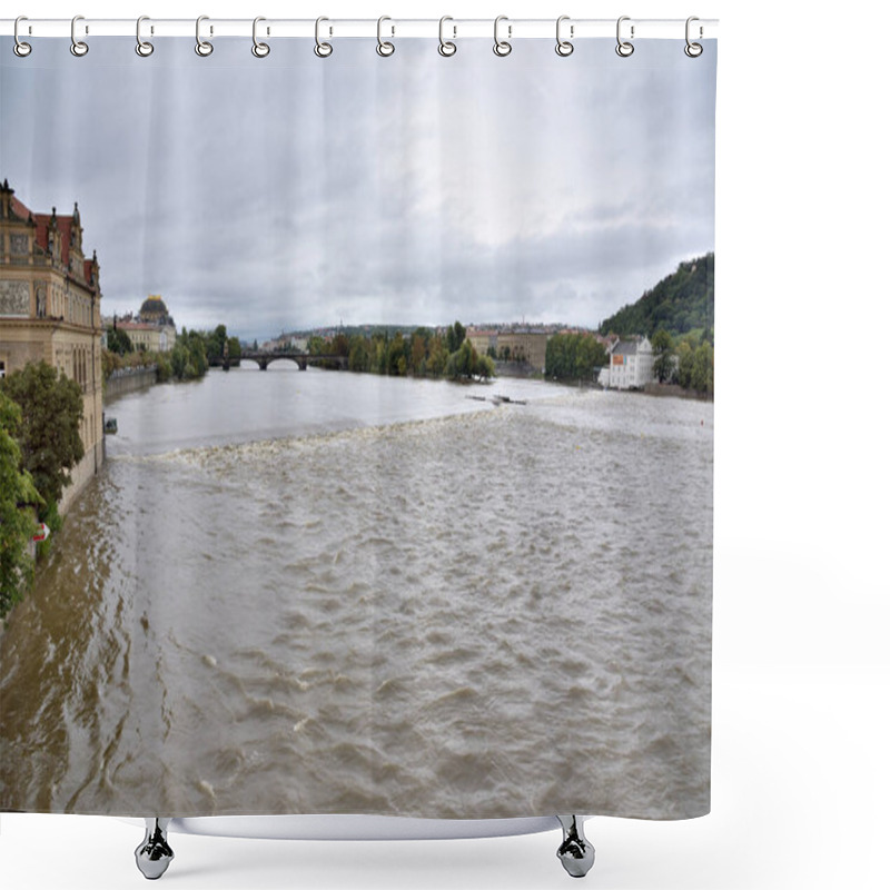 Personality  High Water Levels On Vltava River After Storm Boris Caused Torrential Rains And Floods In Central And Eastern Europe, In Prague, Czech Republic On 16 September 2024 Shower Curtains