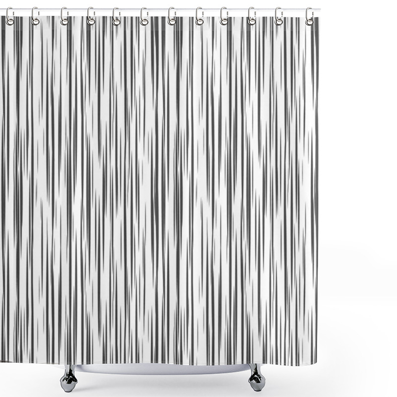 Personality  Striped Seamless Pattern With Vertical Line. Black And White Fashion Graphics Design. Strict Graphic Background. Retro Style. Template For Wallpaper, Wrapping, Textile, Fabric. Vector Illustration. Shower Curtains