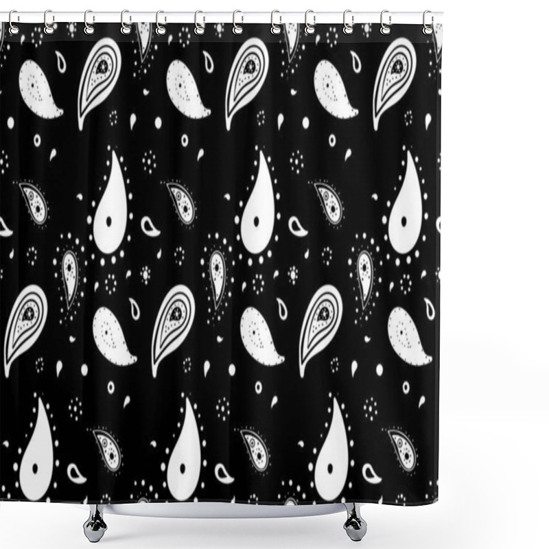 Personality  Stylish Black And White Paisley Pattern.  Perfect For Textile Designs, Backgrounds, Or Wrapping Paper.  The Bold Graphic Style Adds A Modern Touch To A Classic Print. Shower Curtains