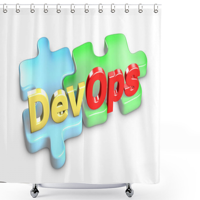 Personality  DevOps Means Development And Operations. 3d Rendering. Shower Curtains