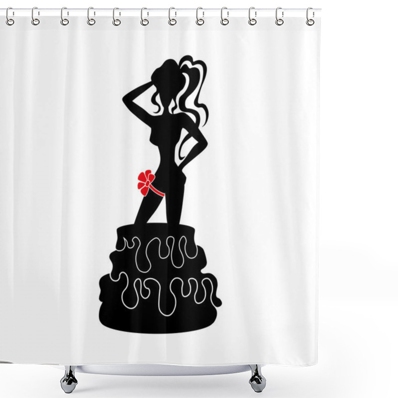 Personality  Woman Popping Out Of A Cake Shower Curtains