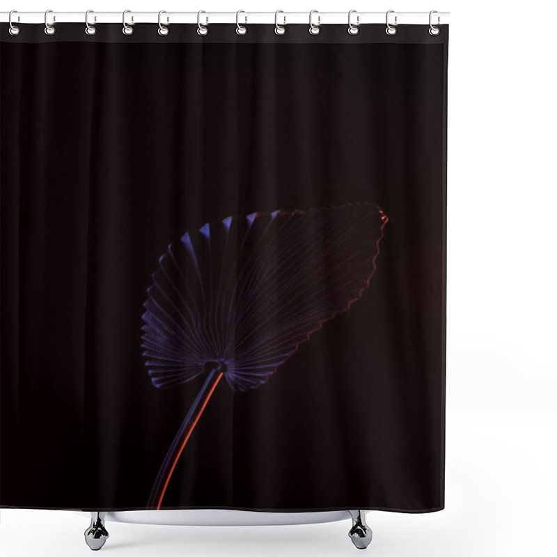 Personality  Toned Picture Of Beautiful Tropical Leaf With Purple Lighting Isolated On Black Shower Curtains