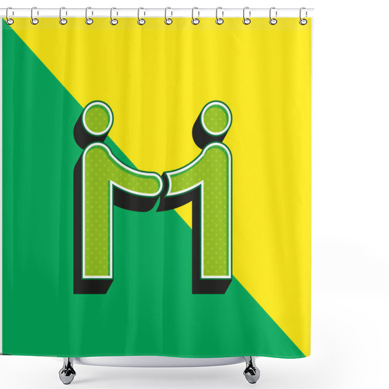 Personality  Agreement Green And Yellow Modern 3d Vector Icon Logo Shower Curtains