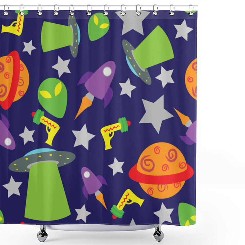 Personality  Seamless Sci-fi Background Shower Curtains