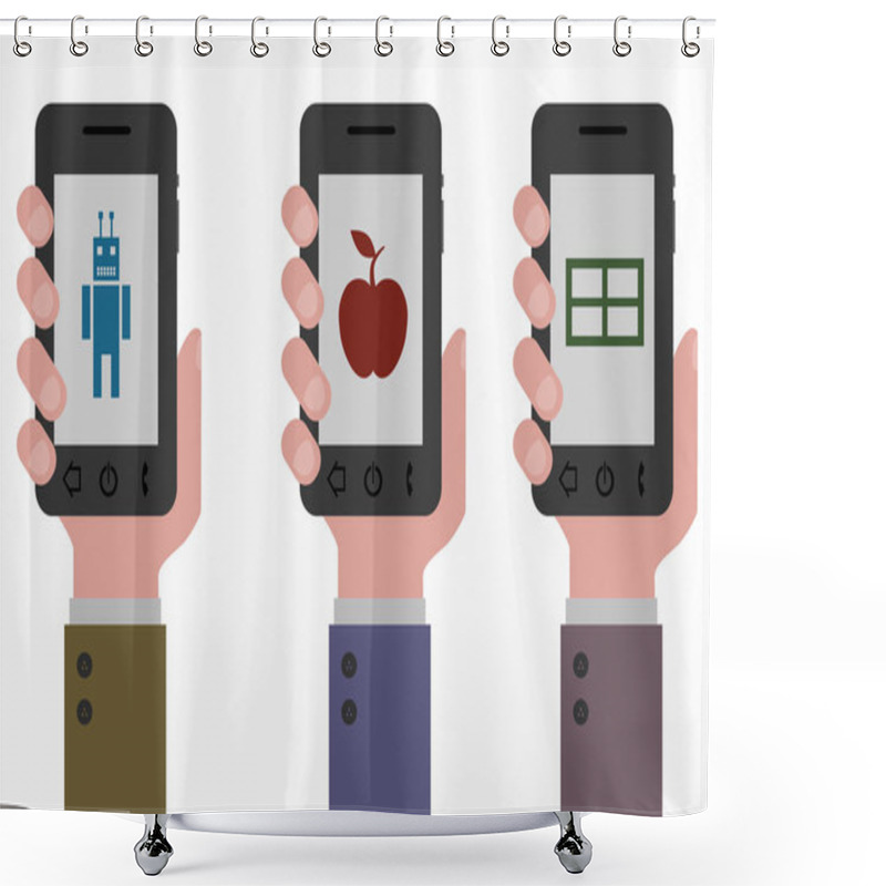 Personality  Smartphone And Three Operating Systems Shower Curtains