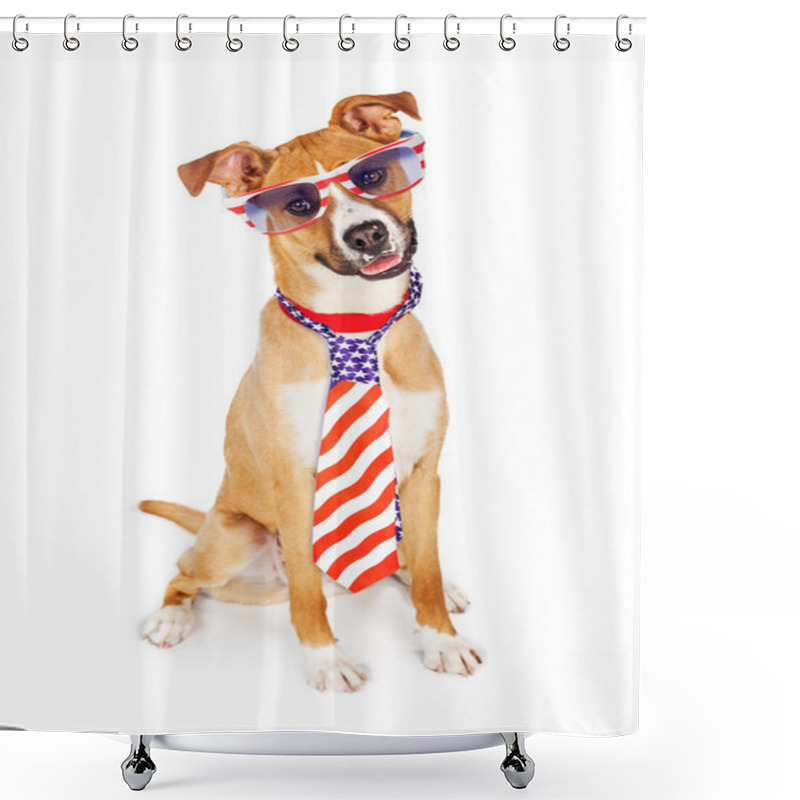 Personality  Dog Wearing Tie And Glasses Shower Curtains