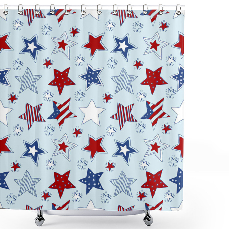 Personality  American Stars And Stripes Seamless Pattern Shower Curtains