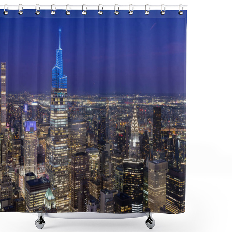 Personality  New York City Skyline. Manhattan Skyscrapers Night Panorama Shower Curtains