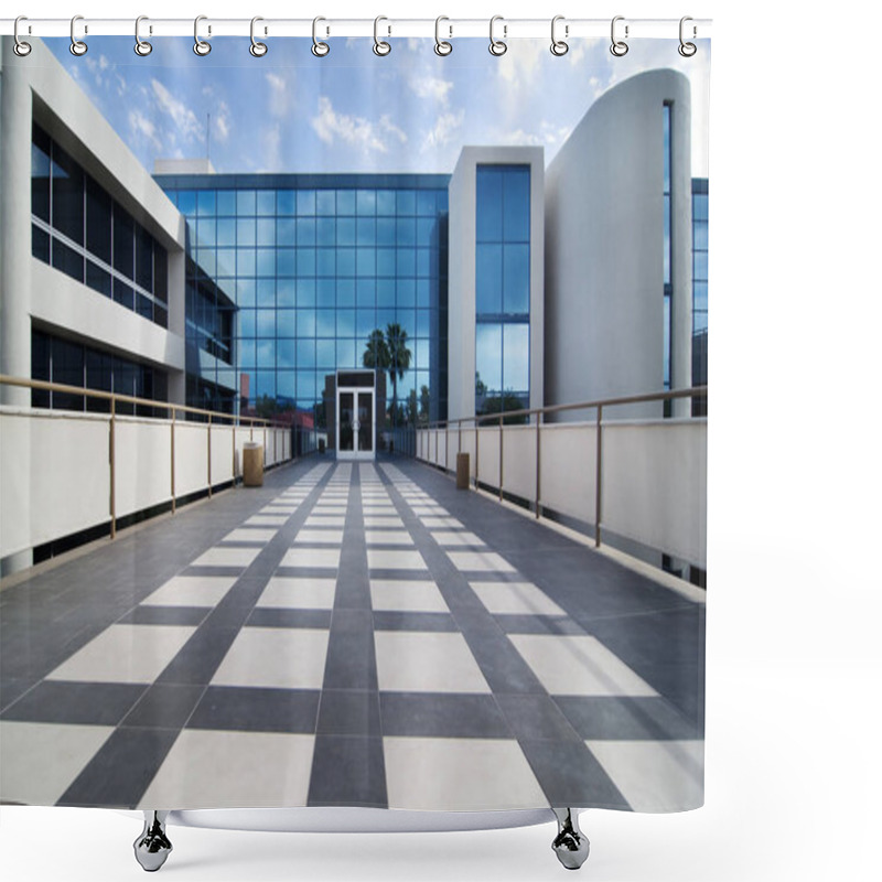 Personality  Stylized Altered Generic Corporate Modern Office Building  Shower Curtains