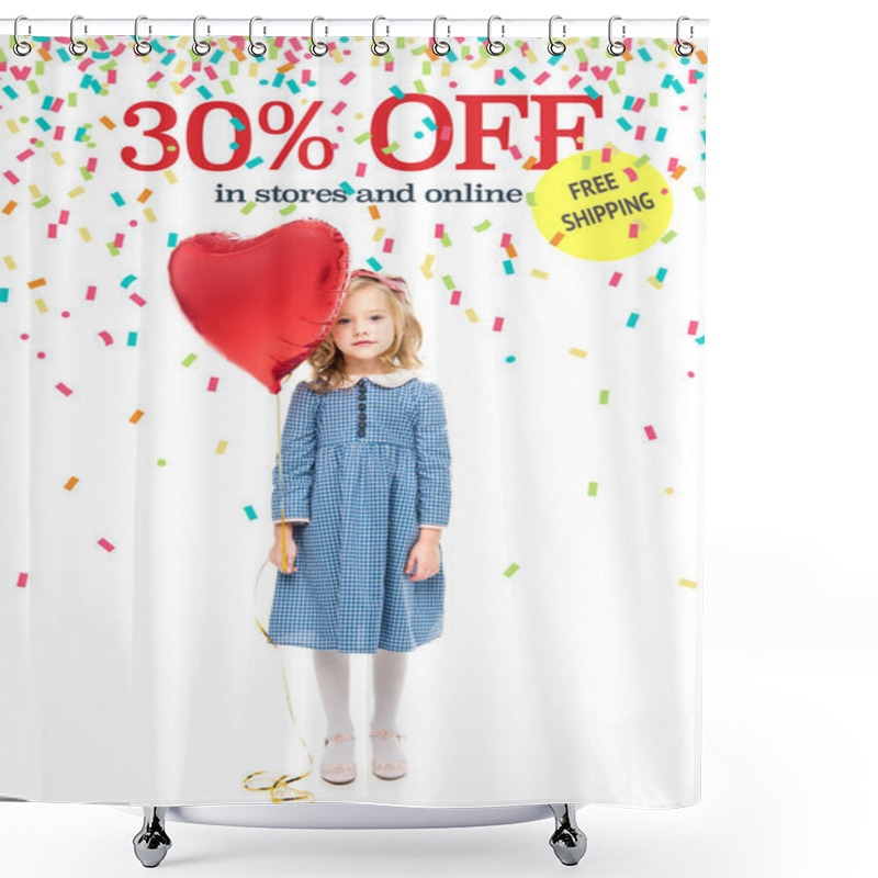 Personality  Sale Banner With Girl And Balloon Shower Curtains