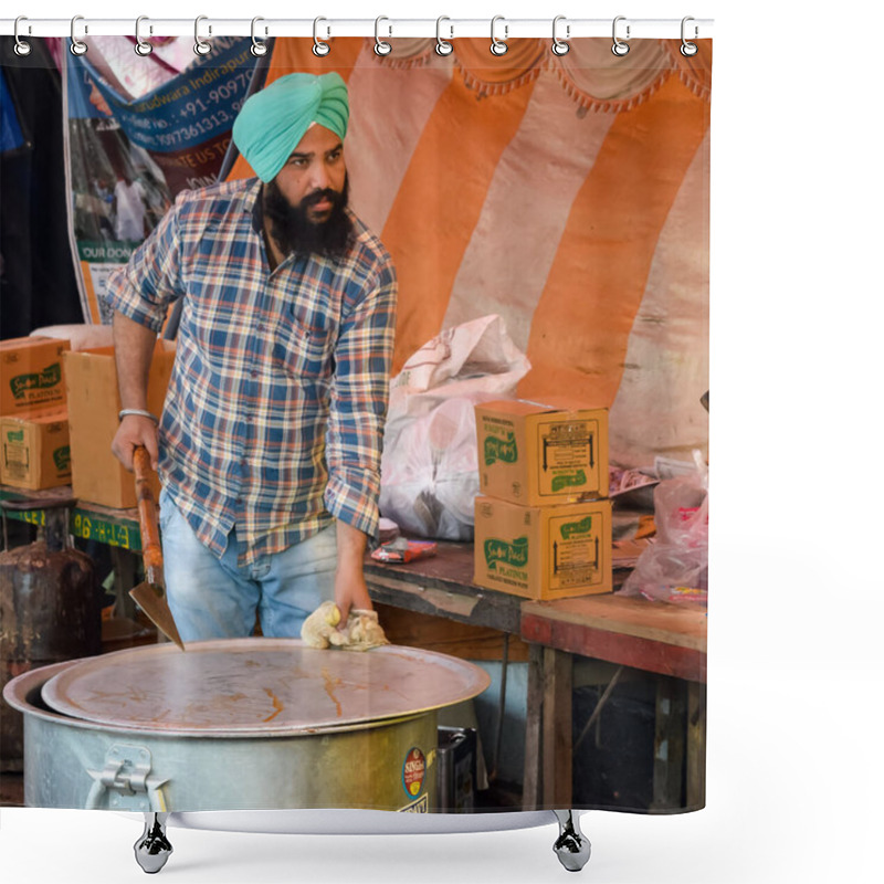 Personality  New Delhi, India  December 25 2020 - Indian Sikh And Hindu Farmers From Punjab, Uttar Pradesh And Uttarakhand States Protests At Delhi-UP Border Against New Farmer Laws  Black & White Shower Curtains