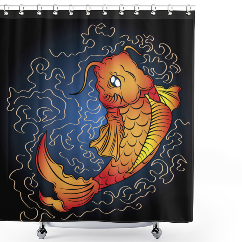 Personality  Koi Vector Clipart Illustration Shower Curtains