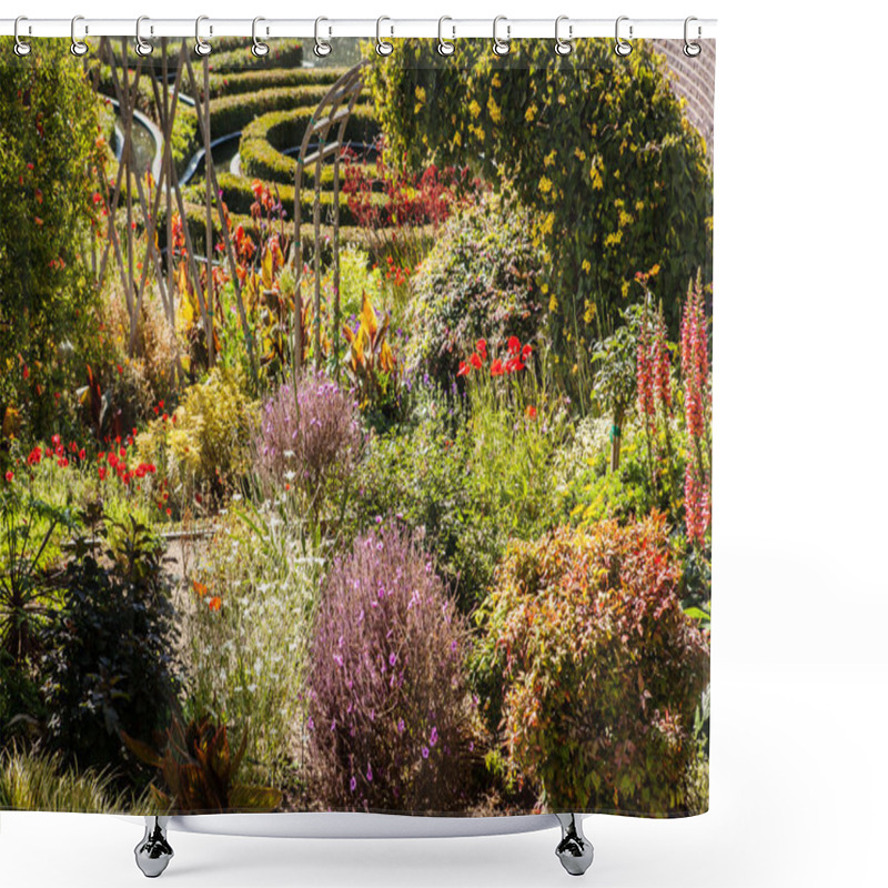 Personality  Summer Garden Full Of Plants And Flowers In Garden. Natural Theme. Shower Curtains