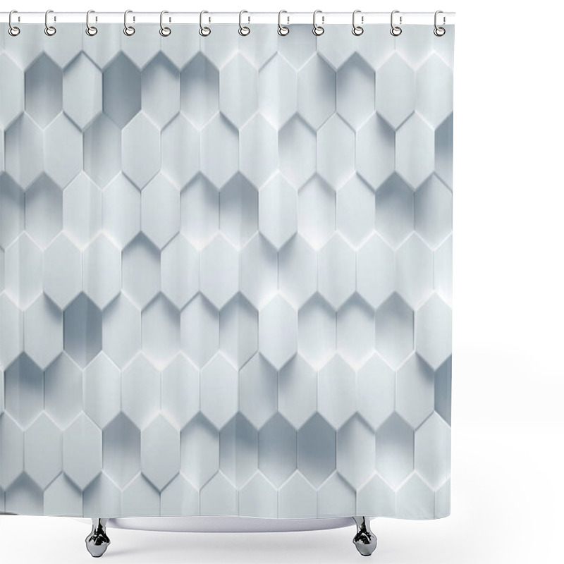 Personality  White Geometrical Background Structure Top View. 3d Render Shower Curtains