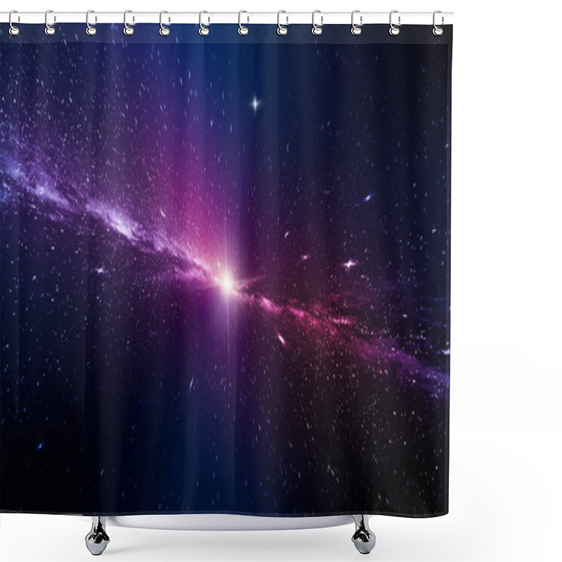 Personality  Big Starburst And Nebula Lights In Deep Space. Science Fiction Fantasy Space Scene. Cosmos - Universe Background Image Shower Curtains