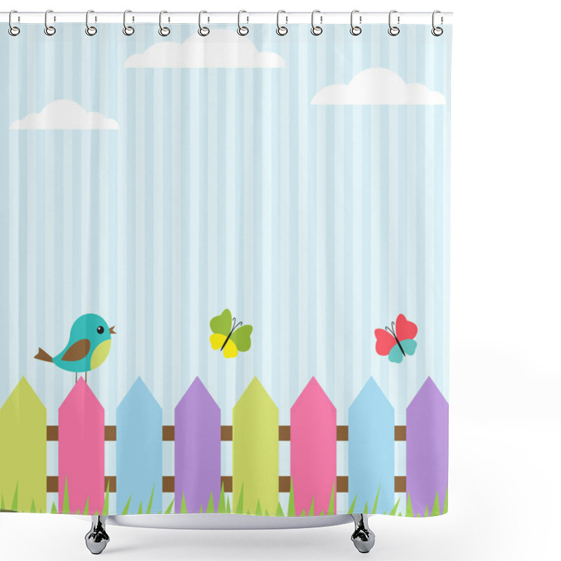 Personality  Bird And Butterflies Shower Curtains