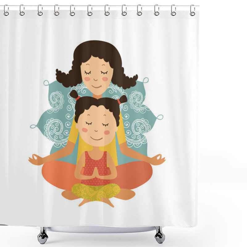 Personality  Yoga With Baby Illustration Shower Curtains