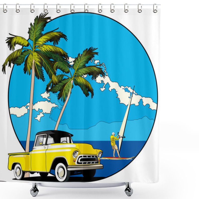 Personality  Hawaiian Vignette Shower Curtains