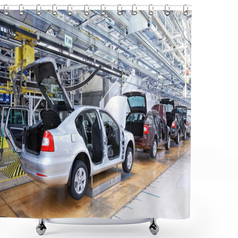 Personality  Cars In A Row At Car Plant Shower Curtains