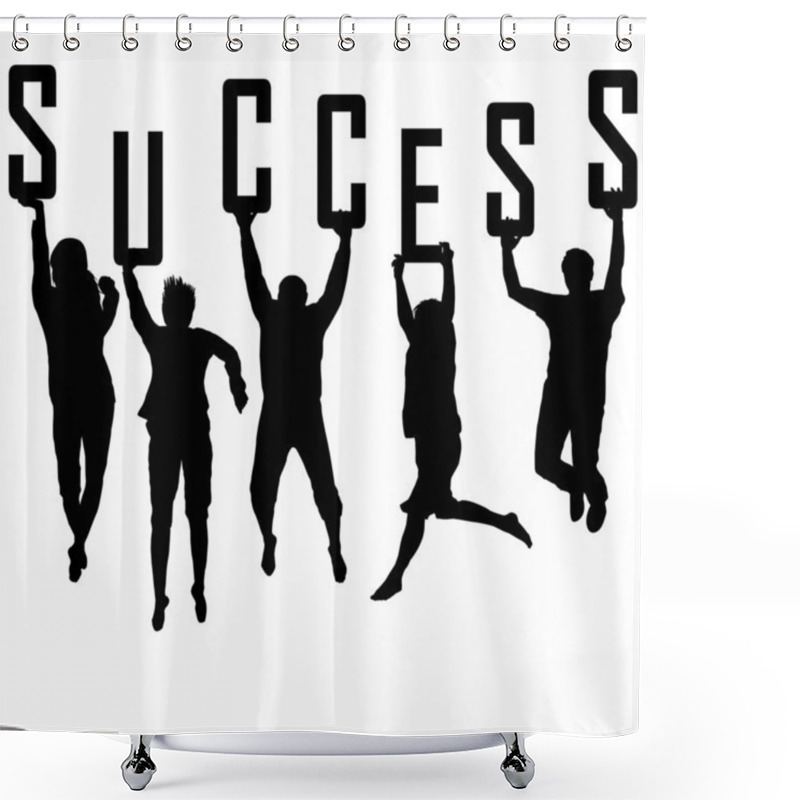 Personality  Success Concept With Young Team Silhouettes Shower Curtains